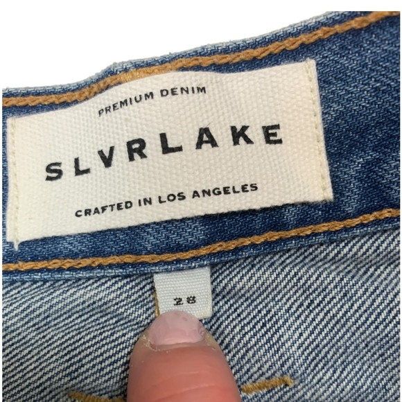 NWT SLVRLAKE Women's Beatnik High Rise Distressed Slim Straight Jeans Size 28 - Picture 6 of 11